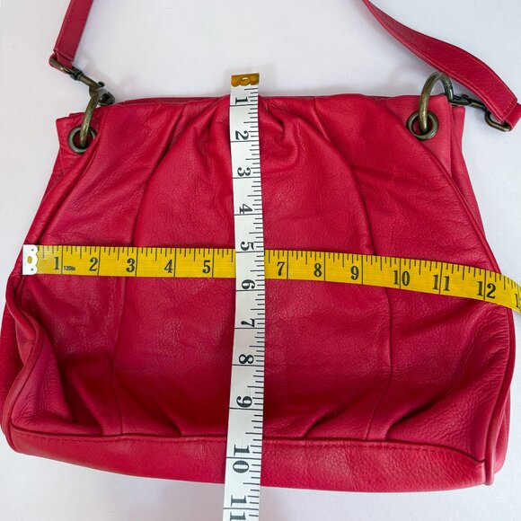 American Leather Co Shoulder Bag Soft Genuine Leather Purse Red - Picture 9 of 11